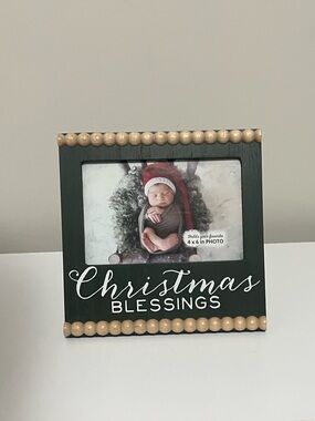 Christmas Blessings Black and Gold Photo Frame